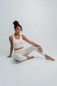 YR Lulu Legging Ivory high-waist yoga legging at Yoga Republik Bali