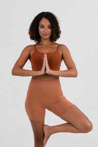 YR Honey Short caramel women's active shorts at Yoga Republik Bali