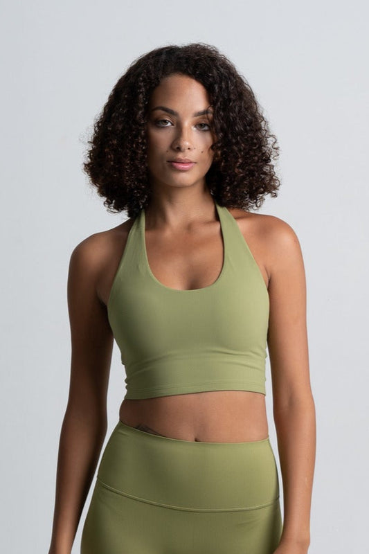 YR Halter Bra Top - Matcha Green