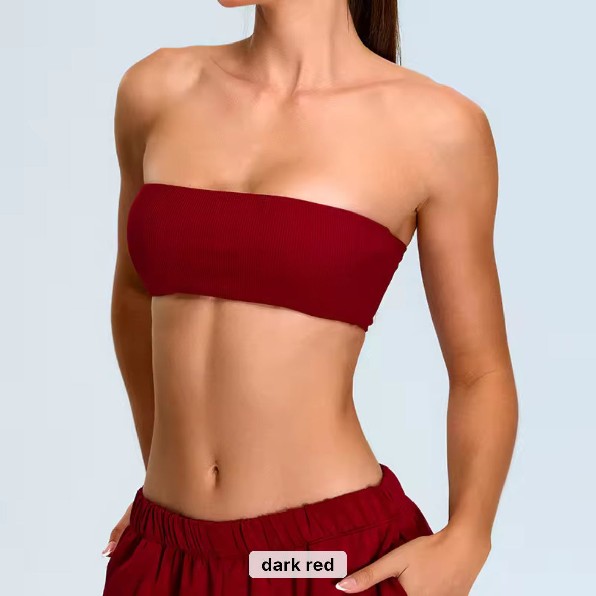 YR Sia Bandeau Bra red women's sports bra at Yoga Republik Bali