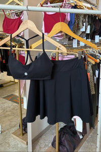 YR Tennis Skirt Set Black Women's Tennis and Padel Set from Bali Indonesia
