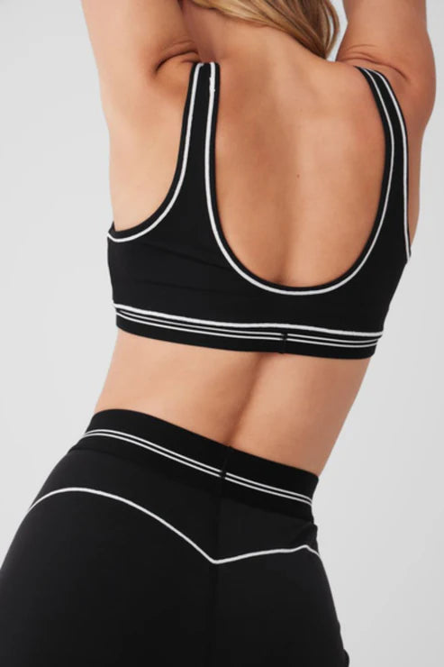 Alo Yoga SMALL Airbrush Heart Throb Bra - Black/White