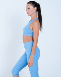Alo Yoga XS Alosoft Iconic 90'S Bra - Tile Blue/White Heather