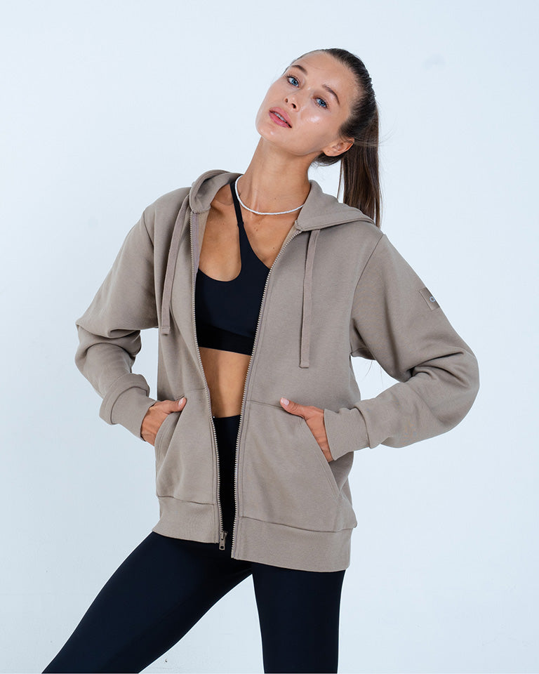 Alo Yoga XS Everyday Full Zip Hoodie - Gravel