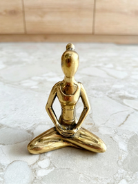 YR Bys handmade gold brass Seated SuKhasana Hands yoga pose decor statue at Yoga Republik Bali Indonesia