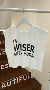 Dancing Warrior I'm Wiser Crop Top white bamboo at Yoga Republik Canggu Bali