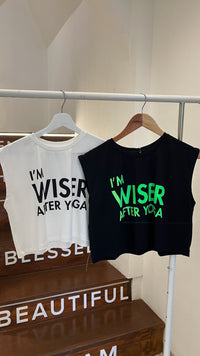 Dancing Warrior I'm Wiser Crop Top white bamboo at Yoga Republik Canggu Bali