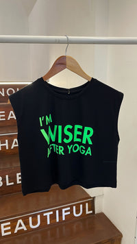 Dancing Warrior I'm Wiser Crop Top white bamboo at Yoga Republik Canggu Bali