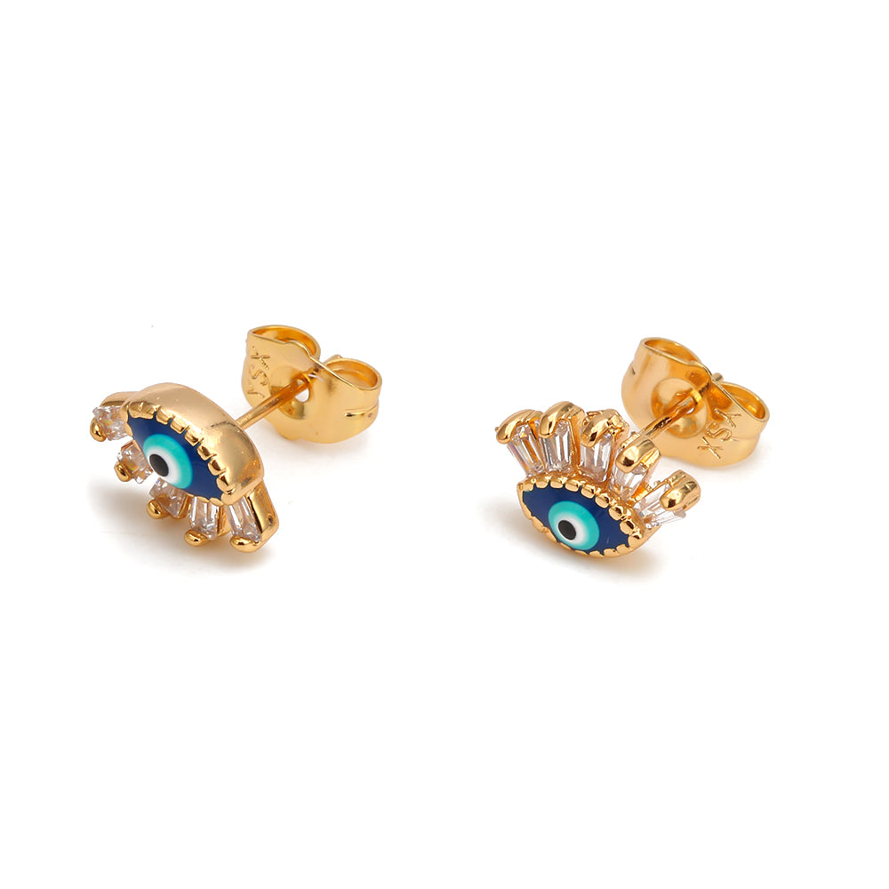 See No Evil Turkish evil eye gold stud earrings at Yoga Republik Canggu Bali