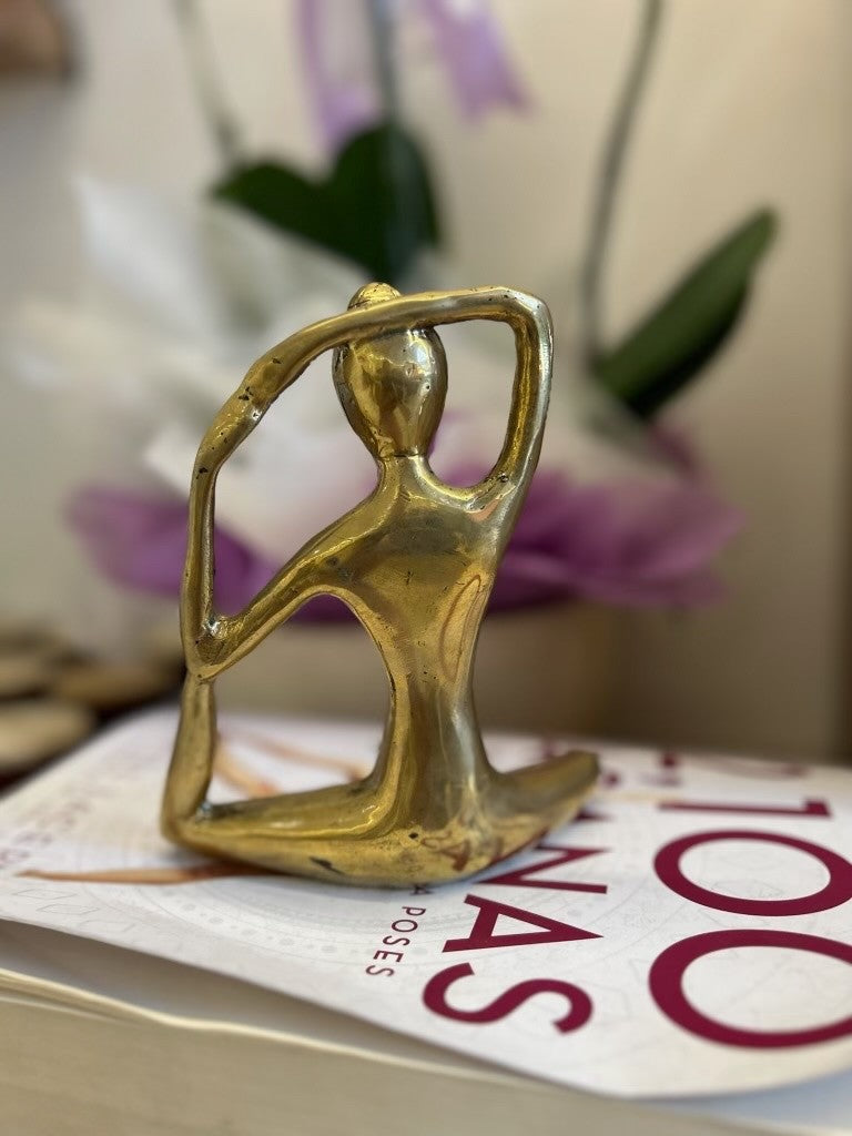 Yoga Pose Brass Statue Handmade Gold - Side Bend