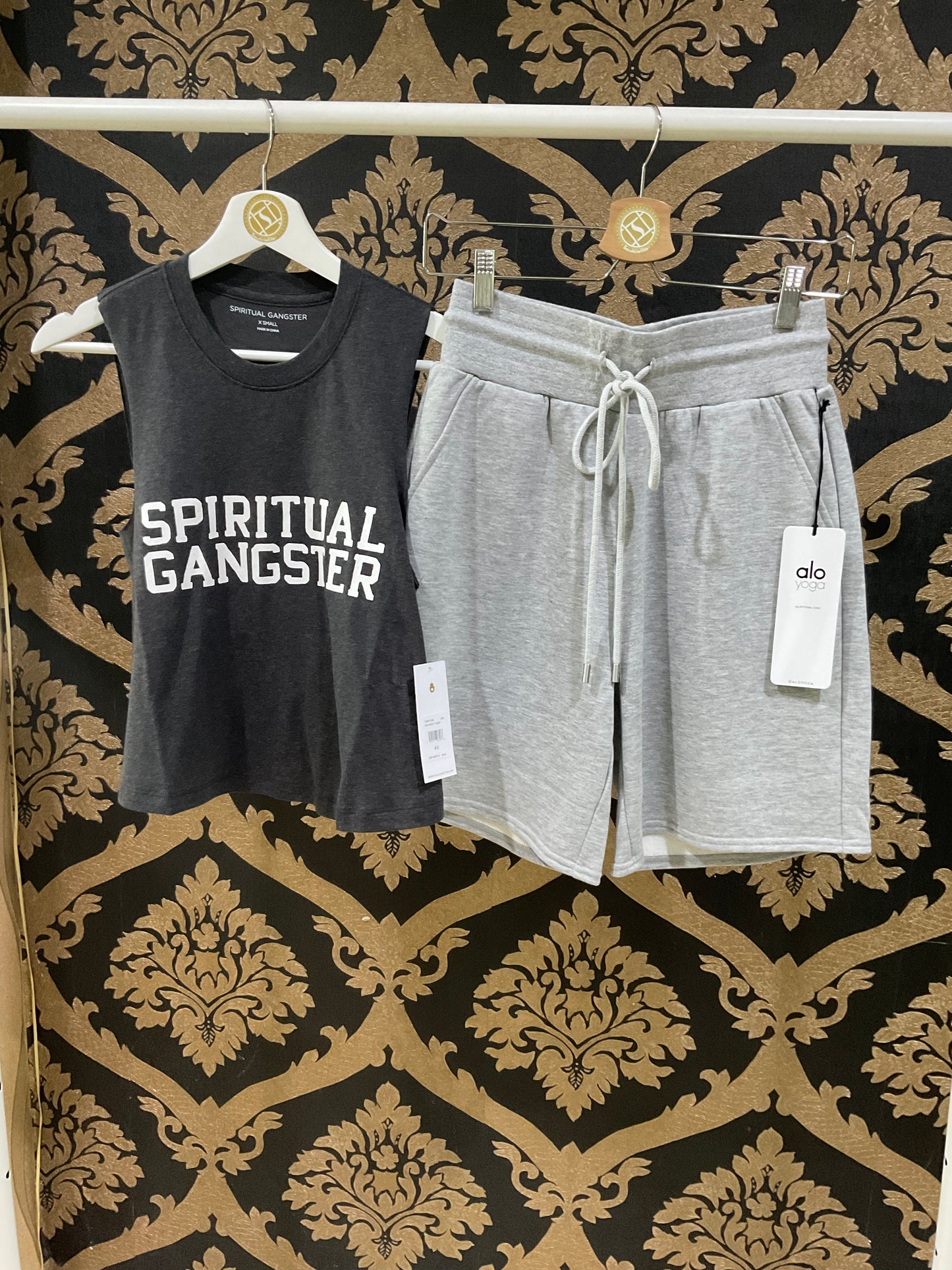 Spiritual Gangster XS Sg Varsity Crop Tank - Vintage Black