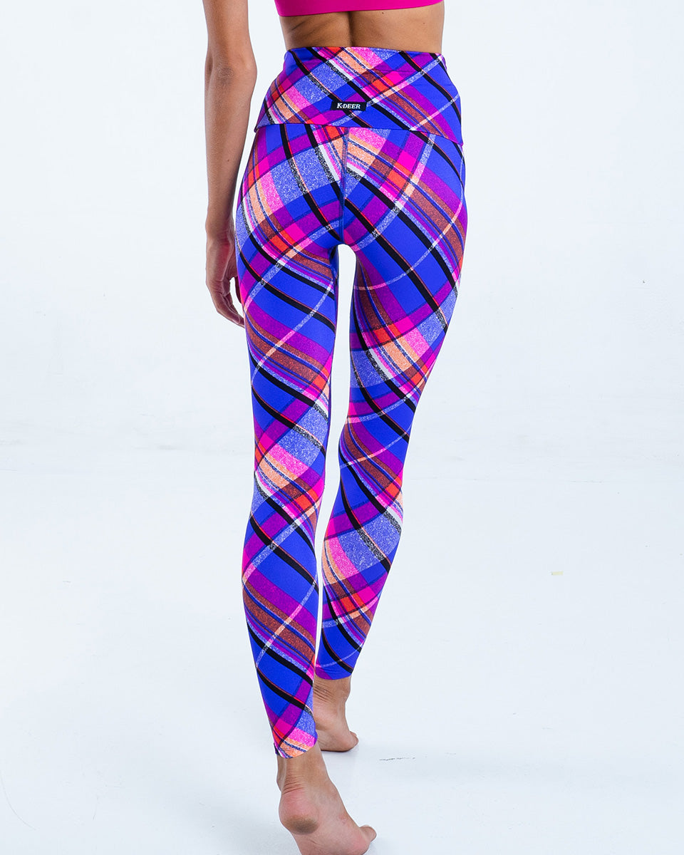 K-Deer XS Textured Plaid 7/8 Sneaker Length Legging - Flex