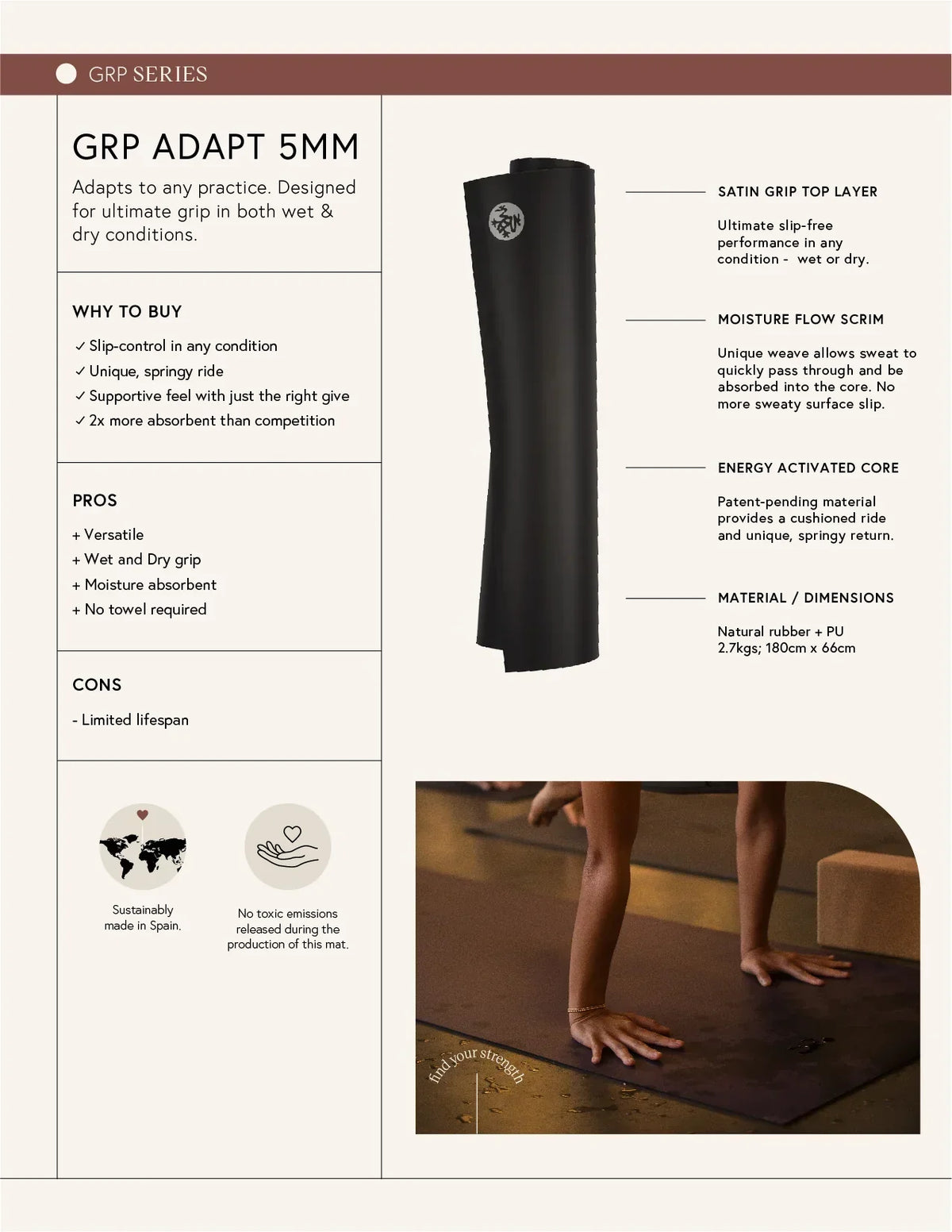 Manduka GRP Adapt yoga mat 5mm at Yoga Republik authorized reseller Canggu Bali
