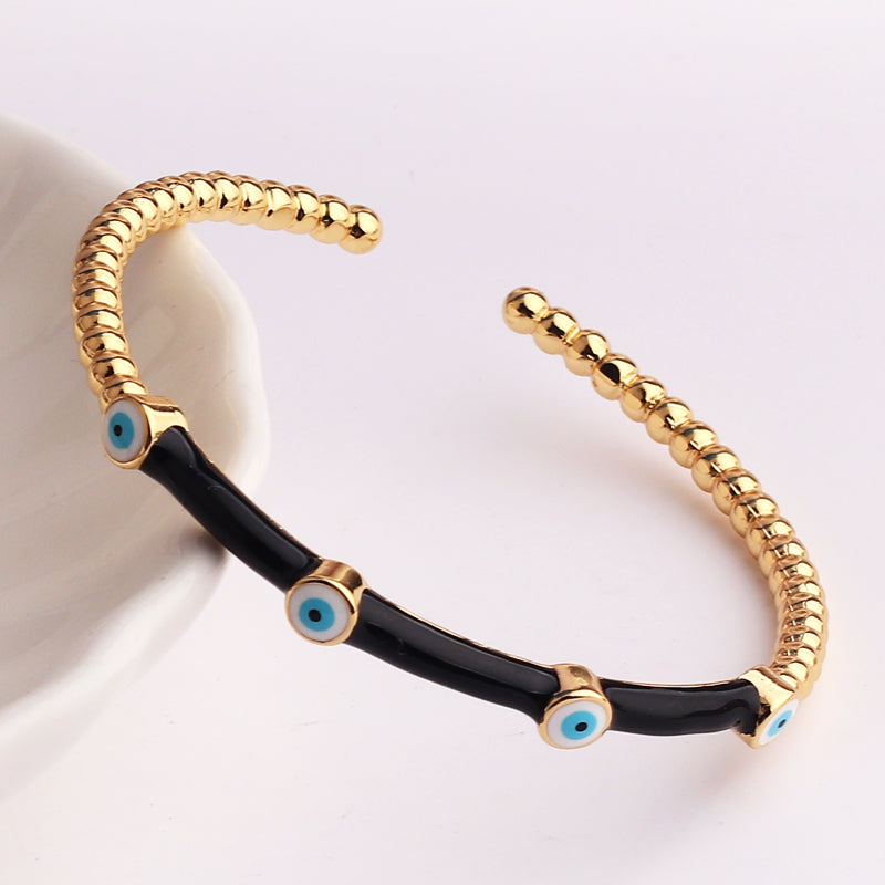 See No Evil Enamel Turkish Evil Eye Bangle Bracelets by Yoga Republik
