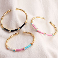 See No Evil Enamel Turkish Evil Eye Bangle Bracelets by Yoga Republik