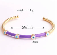 See No Evil Enamel Turkish Evil Eye Bangle Bracelets by Yoga Republik