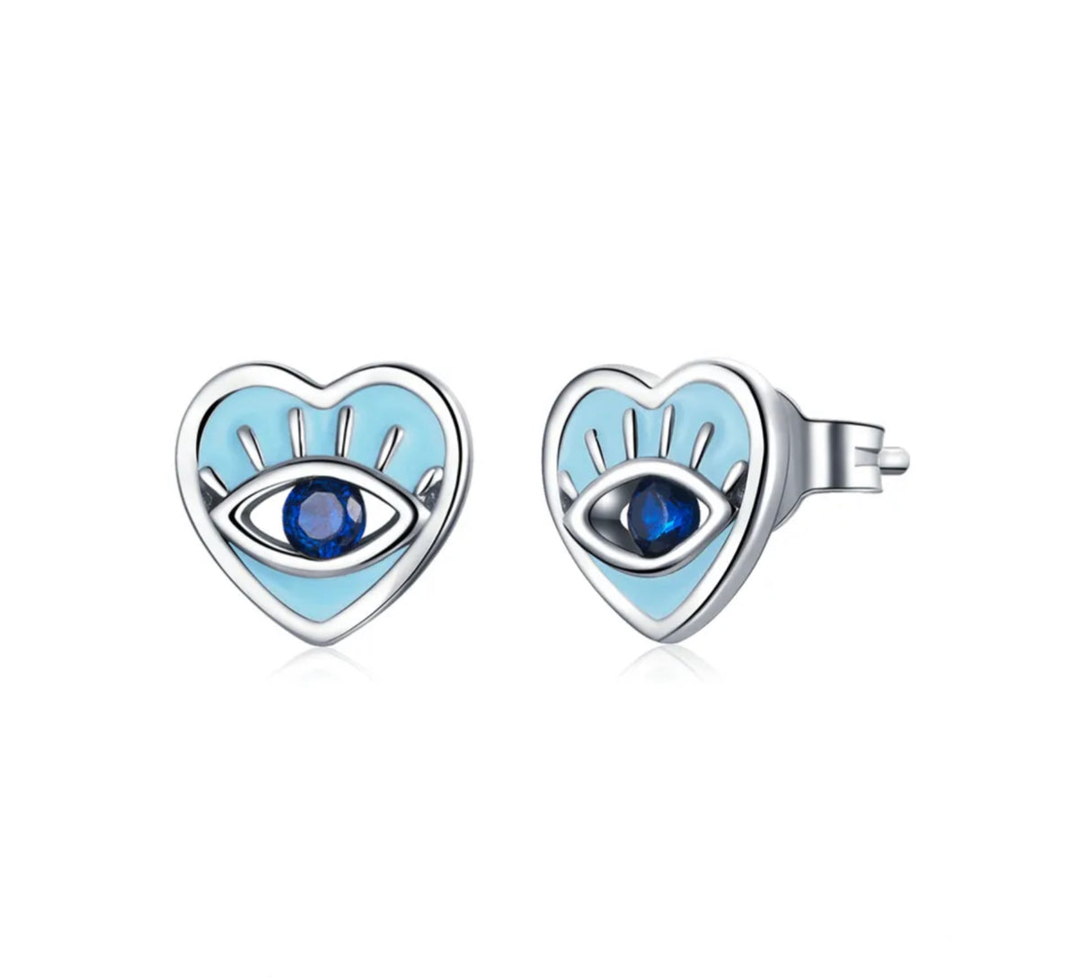 See No Evil heart blue eye zircon stud earrings at Yoga Republik Canggu Bali
