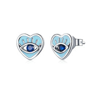 See No Evil heart blue eye zircon stud earrings at Yoga Republik Canggu Bali