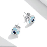 See No Evil heart blue eye zircon stud earrings at Yoga Republik Canggu Bali