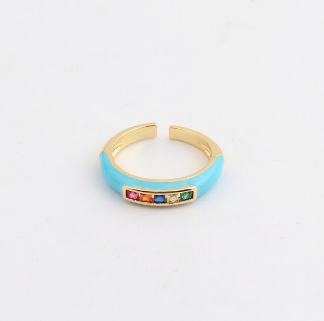 See No Evil rainbow cubic zirconia enamel ring at Yoga Republik Canggu Bali