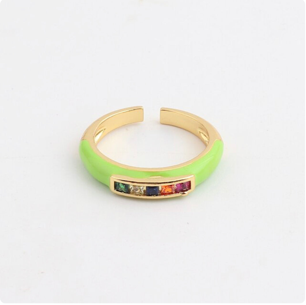 See No Evil rainbow cubic zirconia enamel ring at Yoga Republik Canggu Bali