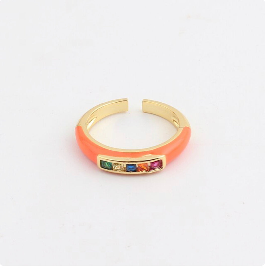 See No Evil rainbow cubic zirconia enamel ring at Yoga Republik Canggu Bali
