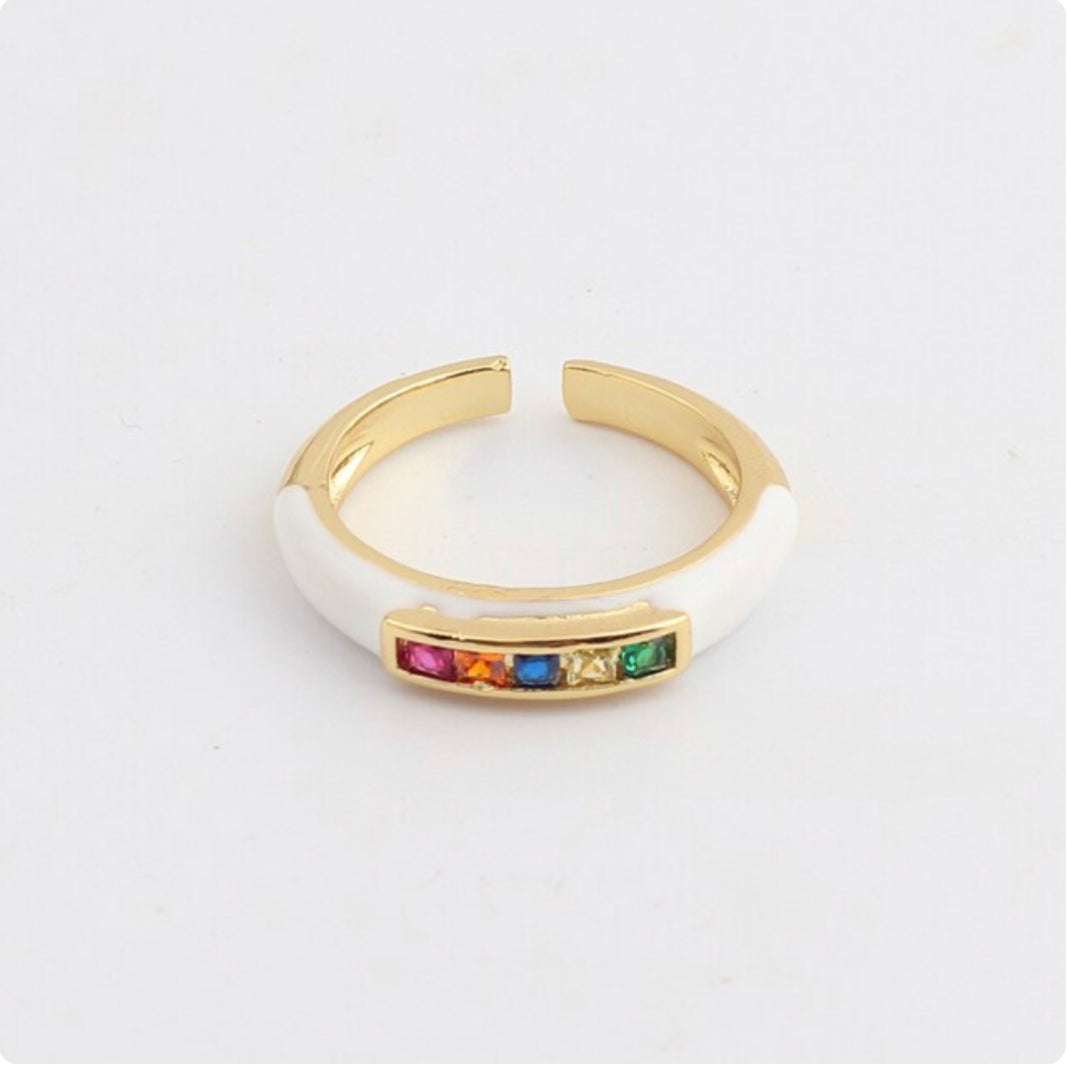 See No Evil rainbow cubic zirconia enamel ring at Yoga Republik Canggu Bali