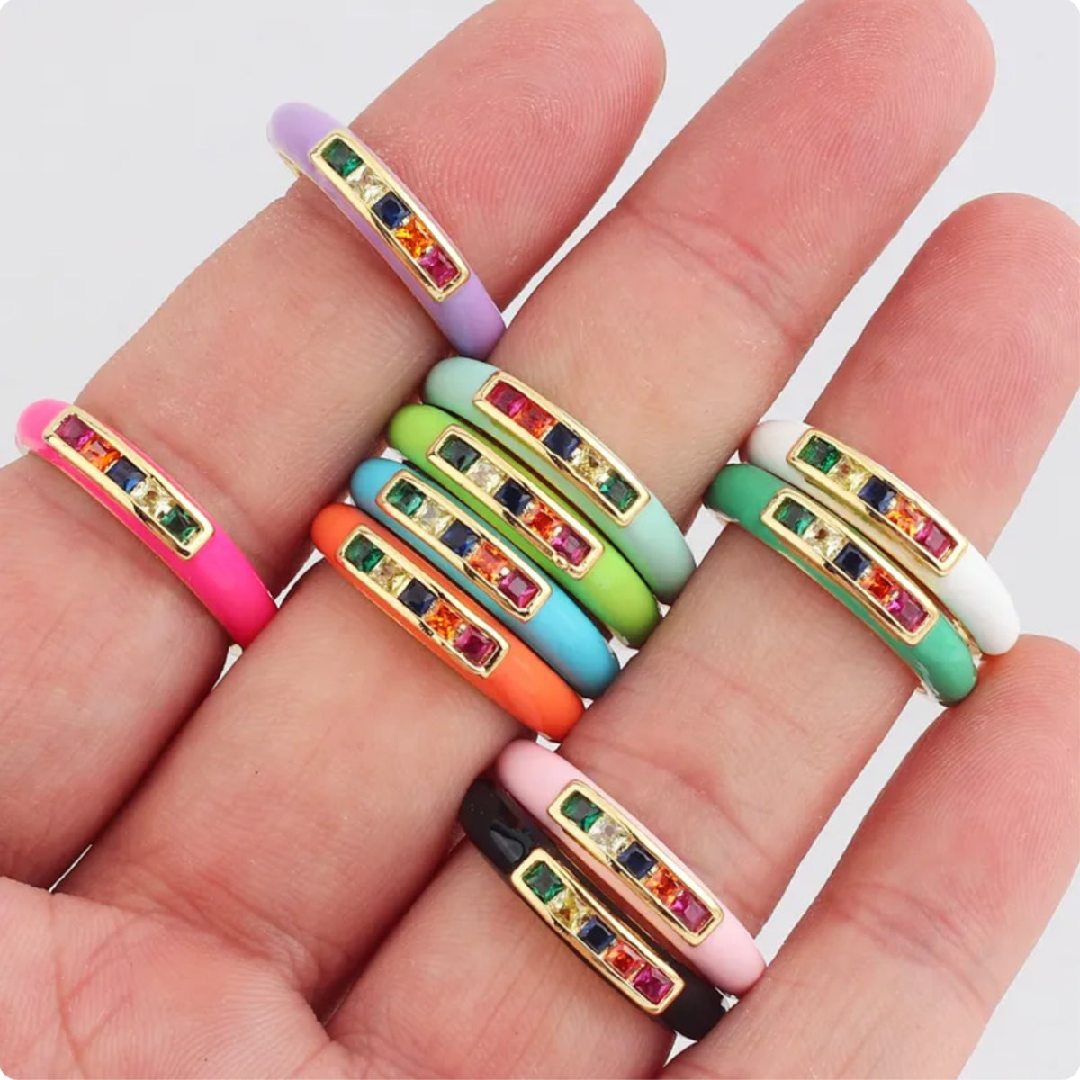 See No Evil rainbow cubic zirconia enamel ring at Yoga Republik Canggu Bali