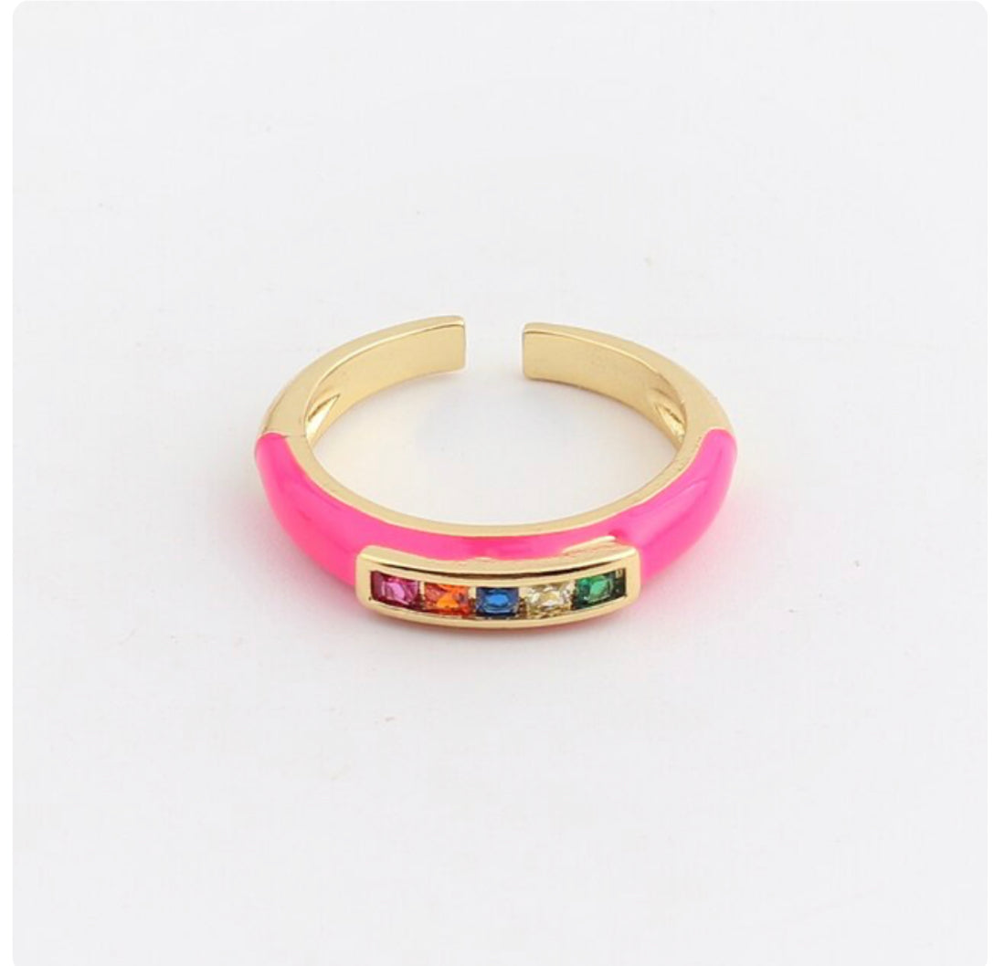 See No Evil rainbow cubic zirconia enamel ring at Yoga Republik Canggu Bali
