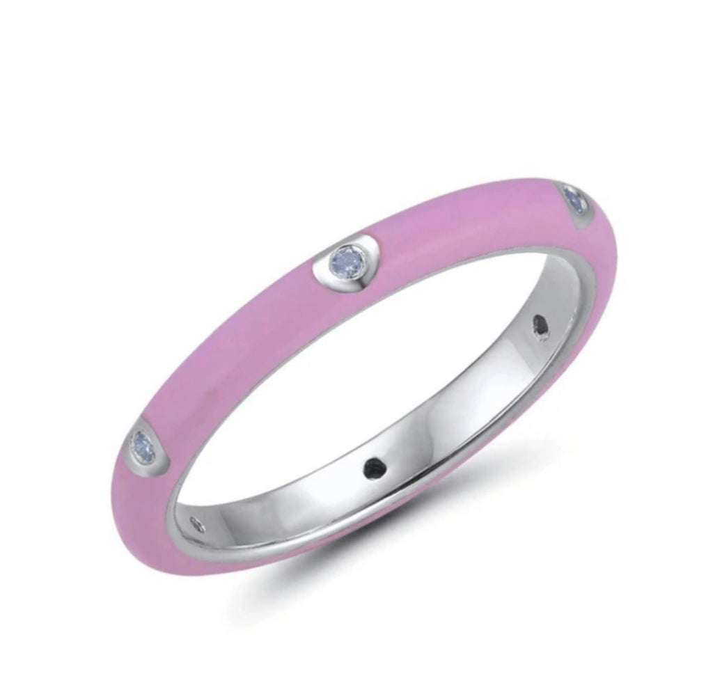 See No Evil stackable enamel ring cubic zirconia at Yoga Republik Canggu Bali