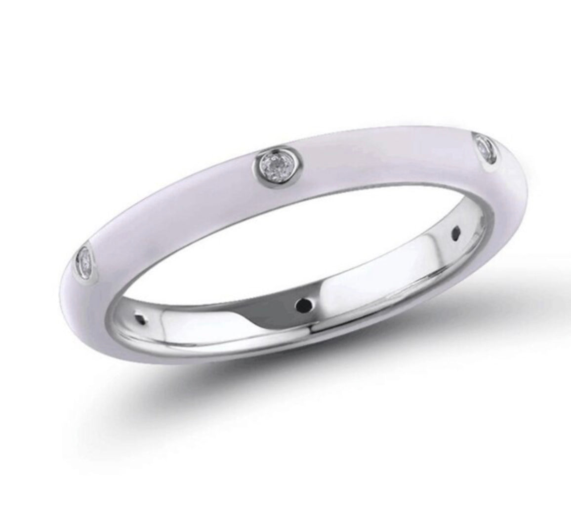 See No Evil stackable enamel ring cubic zirconia at Yoga Republik Canggu Bali