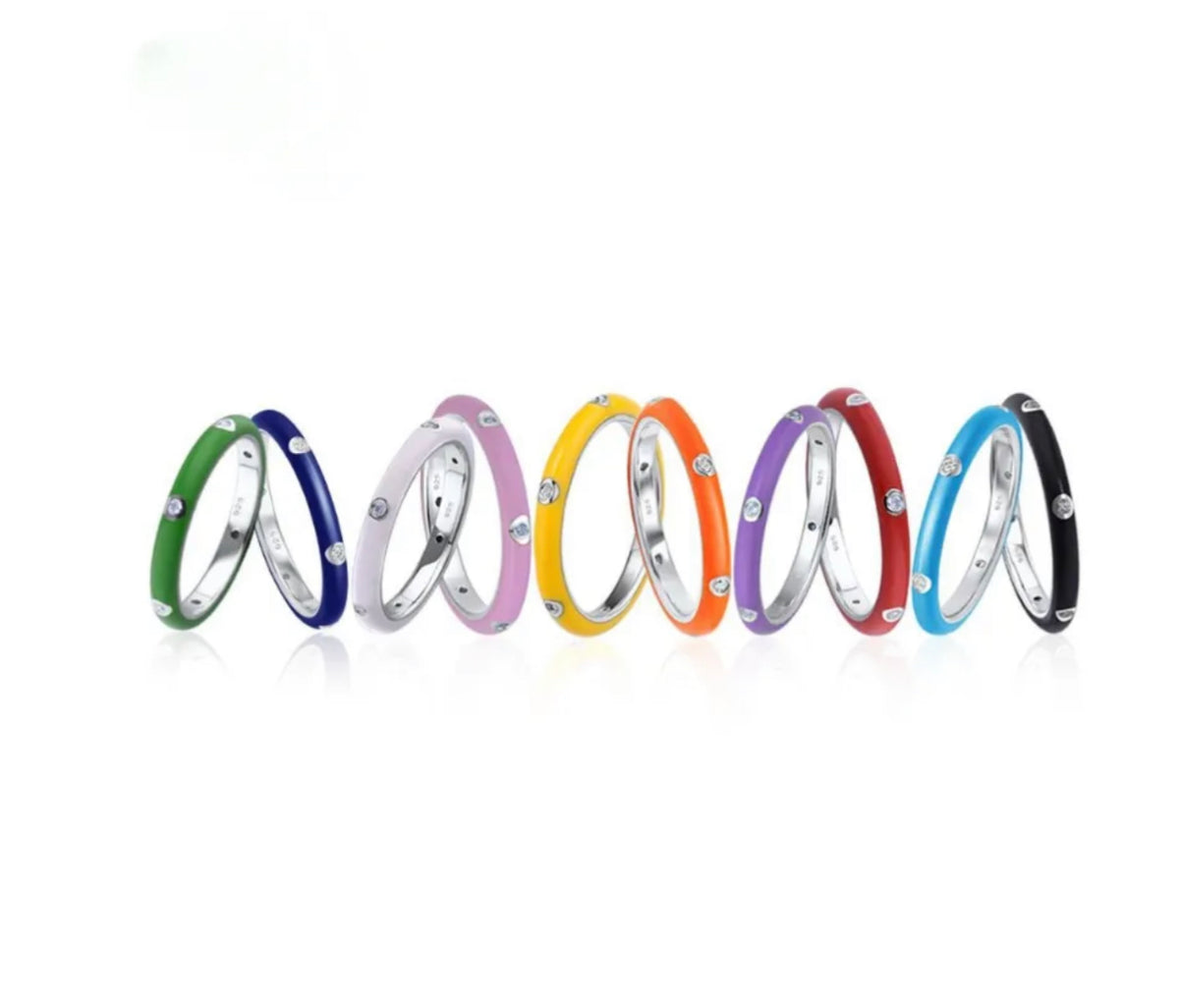 See No Evil stackable enamel ring cubic zirconia at Yoga Republik Canggu Bali