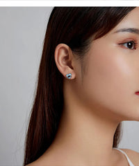 See No Evil heart blue eye zircon stud earrings at Yoga Republik Canggu Bali