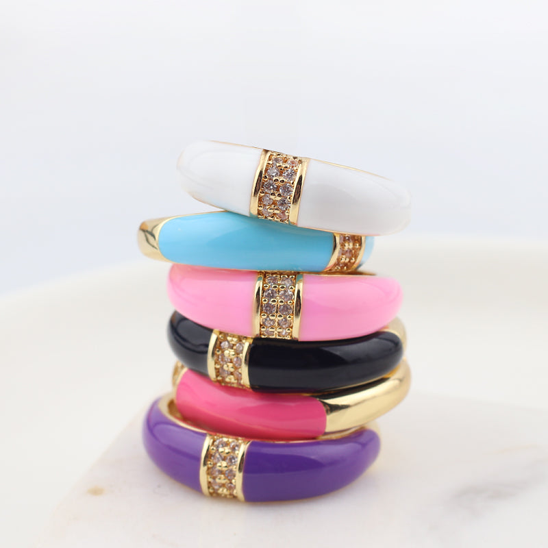 See No Evil enamel ring cubic zirconia center at Yoga Republik Canggu Bali