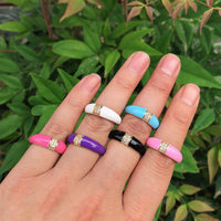 See No Evil enamel ring cubic zirconia center at Yoga Republik Canggu Bali