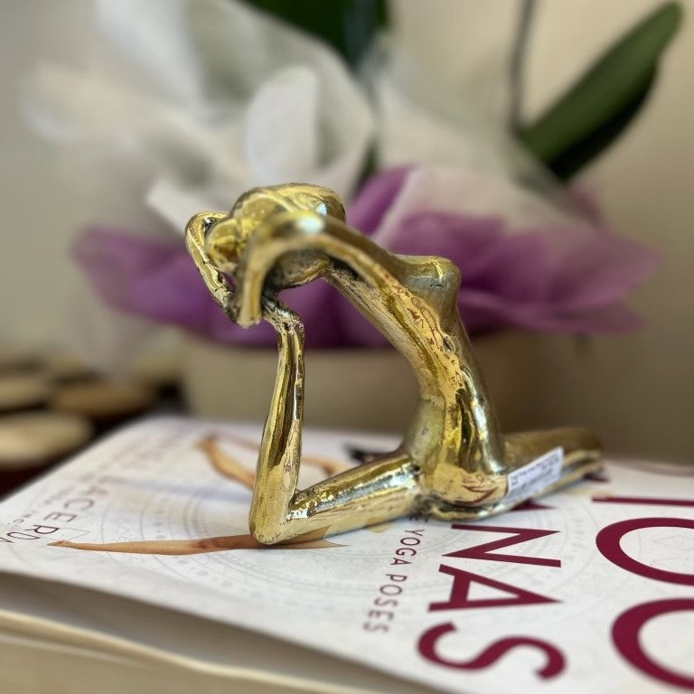 Yoga Pose Brass Statue Handmade Gold - Backbend Lfold 1