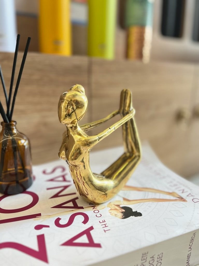 Handmade gold brass Backbend 1 yoga pose statue at Yoga Republik Bali