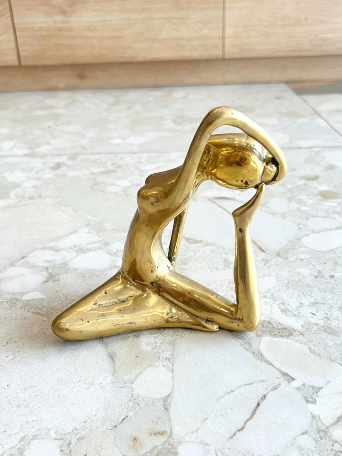 Yoga Pose Brass Statue Handmade Gold - Backbend Lfold 2