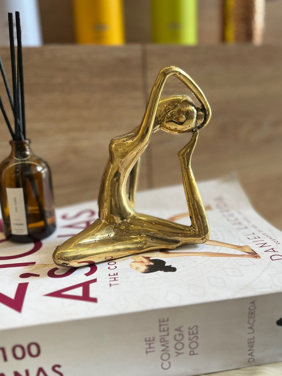 Yoga Pose Brass Statue Handmade Gold - Backbend Lfold 2