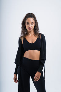 Alo Yoga XS Gather Lengan Panjang - Hitam