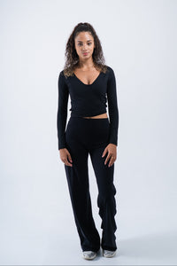 Alo Yoga XS Gather Lengan Panjang - Hitam