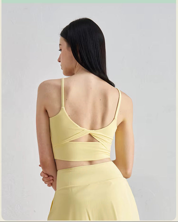 YR Daisy Bra yellow women's sports bra at Yoga Republik Bali