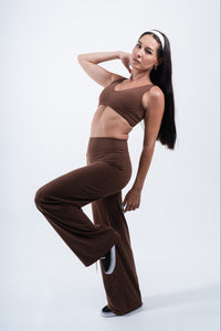 YR Aura Flare Pants Brown women's legging at Yoga Republik Bali