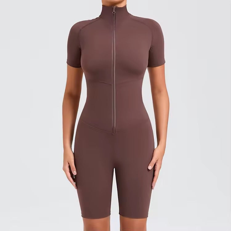 YR Goddess Bodysuit Zipper brown women's bodysuit at Yoga Republik Bali