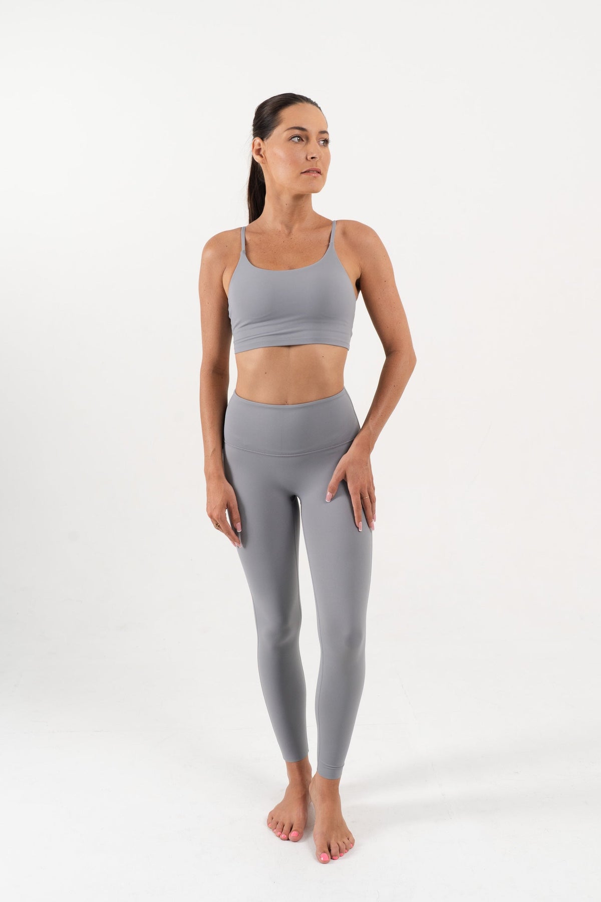 YR Krista Bra Legging Set grey matching activewear at Yoga Republik Bali