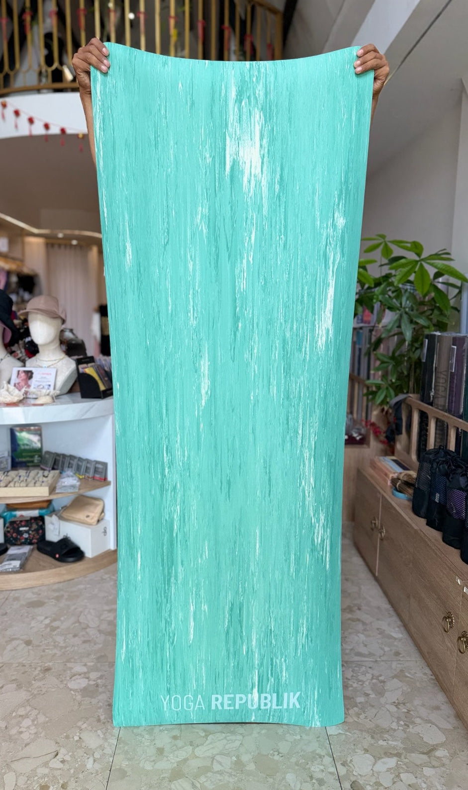 YR 100% Rubber Mat 4mm - Light Green Marble
