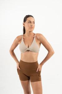 YR Mia Twist Bra nude women's sports bra at Yoga Republik Bali
