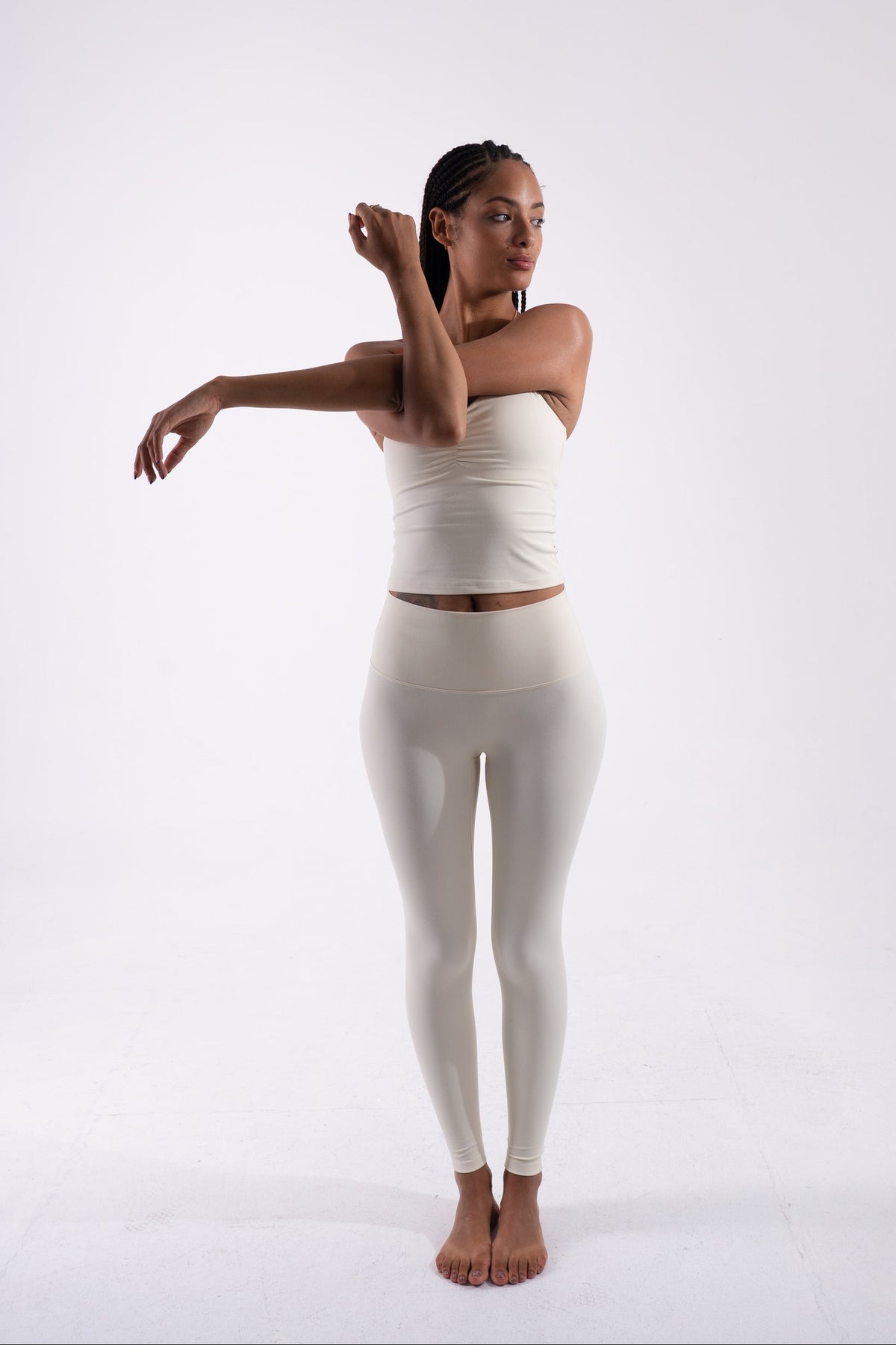 YR Rachel BL Set ivory white matching yoga set at Yoga Republik Bali
