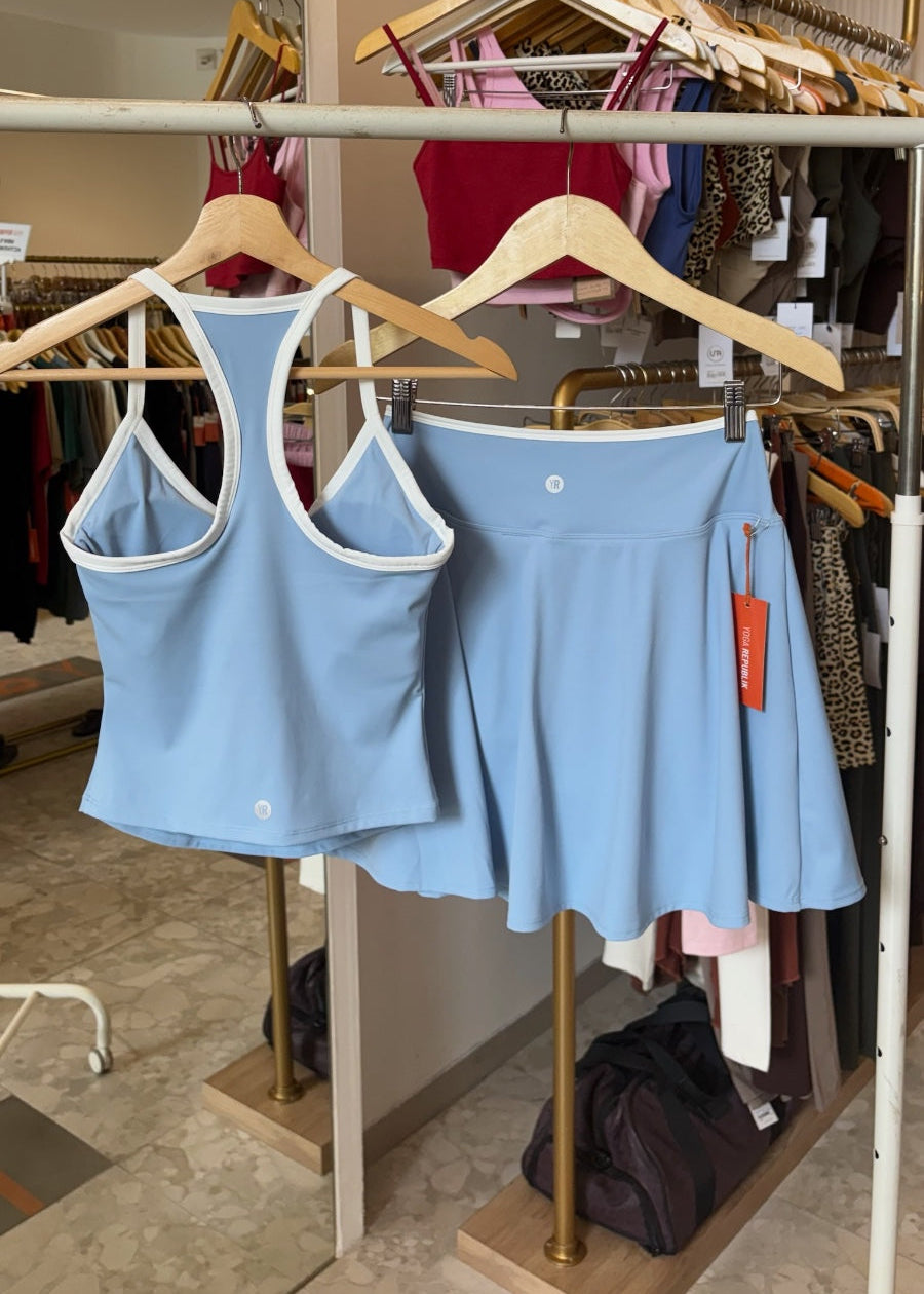 YR Tennis Tank Set Blue Padel and Golf set at Yoga Republik Bali Indonesia