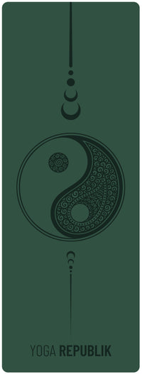 YR Mat 5mm PU Rubber Yin Yang design Matras pilates Yoga Dark Green at Yoga Republik Bali Indonesia